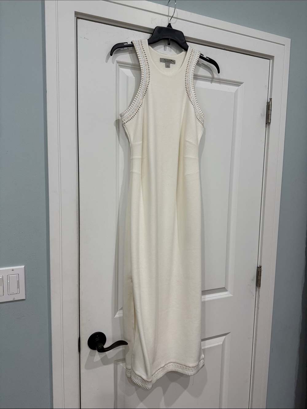 ALLSAINTS Mako Embroidered Crochet Trim Midi Dress Ivory White Sleeveless Midi - Picture 2 of 8